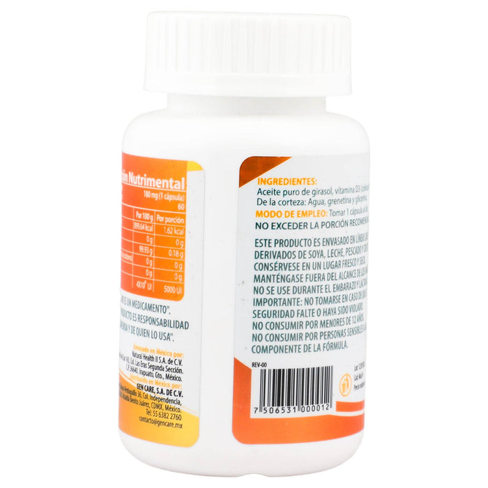 Vitamina D3 5000 Unid Con 60 All Nature Capsulas - WeCare Pharma