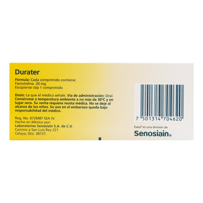 Durater 20Mg Con 20 Comprimidos (Famotidina) 4 - 7501314704620