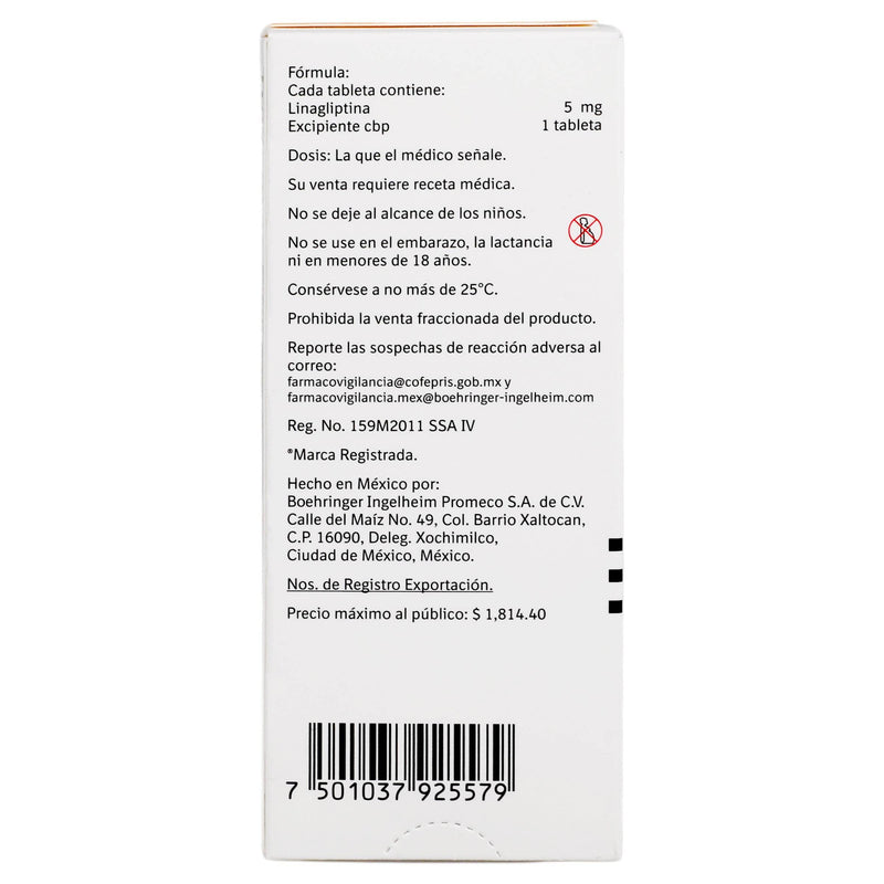 Trayenta 5Mg Con 30 Tabletas (Linagliptina) - WeCare Pharma