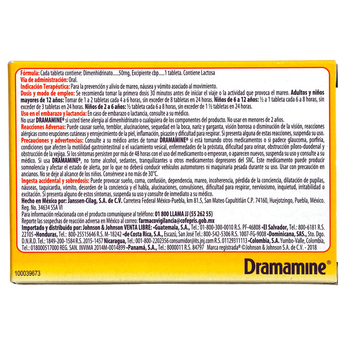Dramamine 50Mg Con 24 Tabletas (Dimenhidrinato) - WeCare Pharma