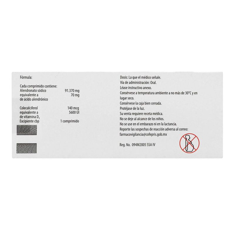 Fosamax Plus 70Mg/5600Unid Con 4 Tabletas (Alendronato/Colecalciferol) - WeCare Pharma