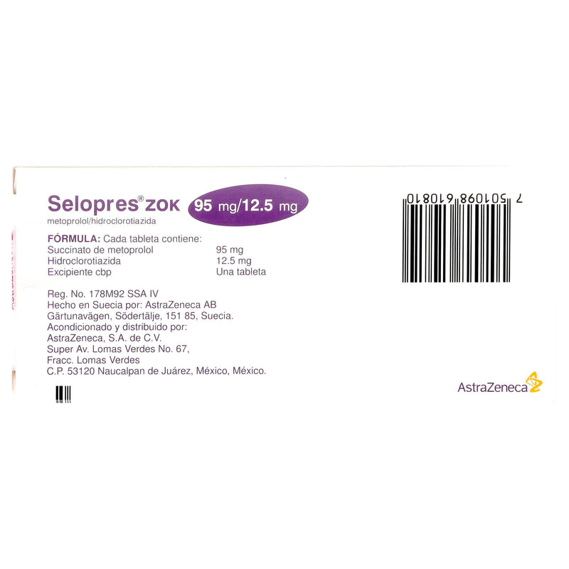 Selopres Zok 95Mg/12.5Mg Con 20 Tabletas (Metoprolol/Hidroclorotiazida) - WeCare Pharma