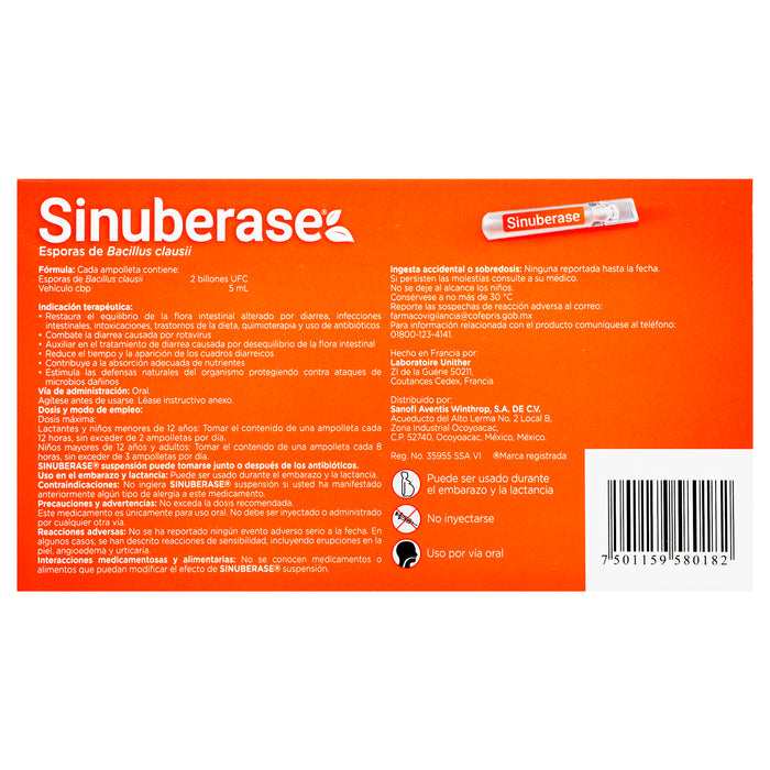 Sinuberase 2 Bill Ufc/5Ml Con 10 Ampulas (Bacillus Clausii) 6 - 7501159580182