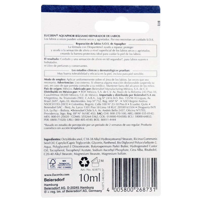 Eucerin Aquaphor Lip Reparador 7Ml - WeCare Pharma