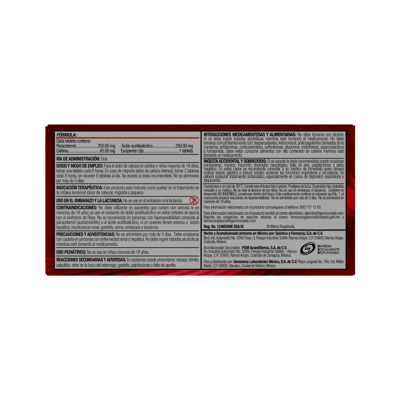 Bio Electro 250Mg/150Mg/65Mg Con 24 Tabletas (Ac Acetil/Paracetamol/Cafeina) - WeCare Pharma