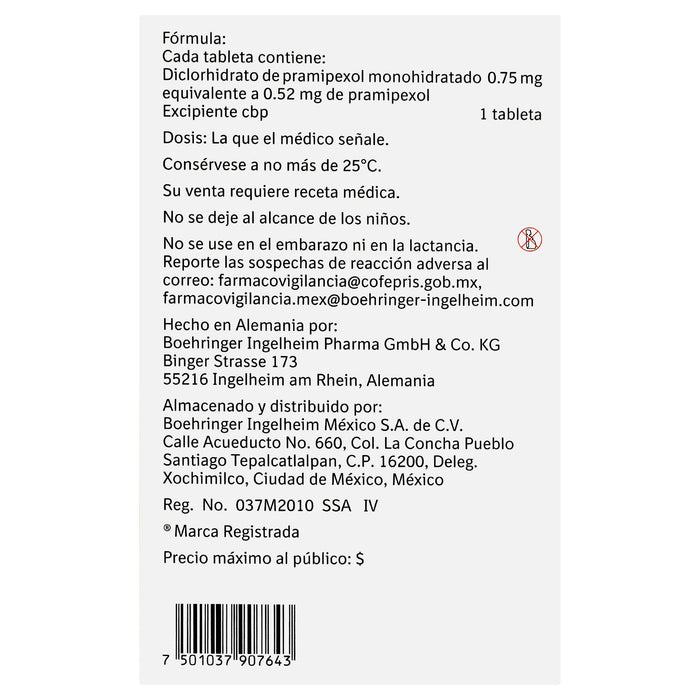 Sifrol Er Lp 0.75Mg Con 10 Tabletas (Pramipexol) - WeCare Pharma