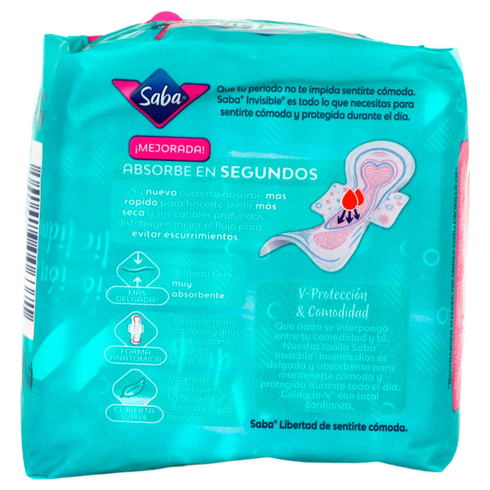 Toallas Saba Invisible Delgada Con Alas Con 10 - WeCare Pharma