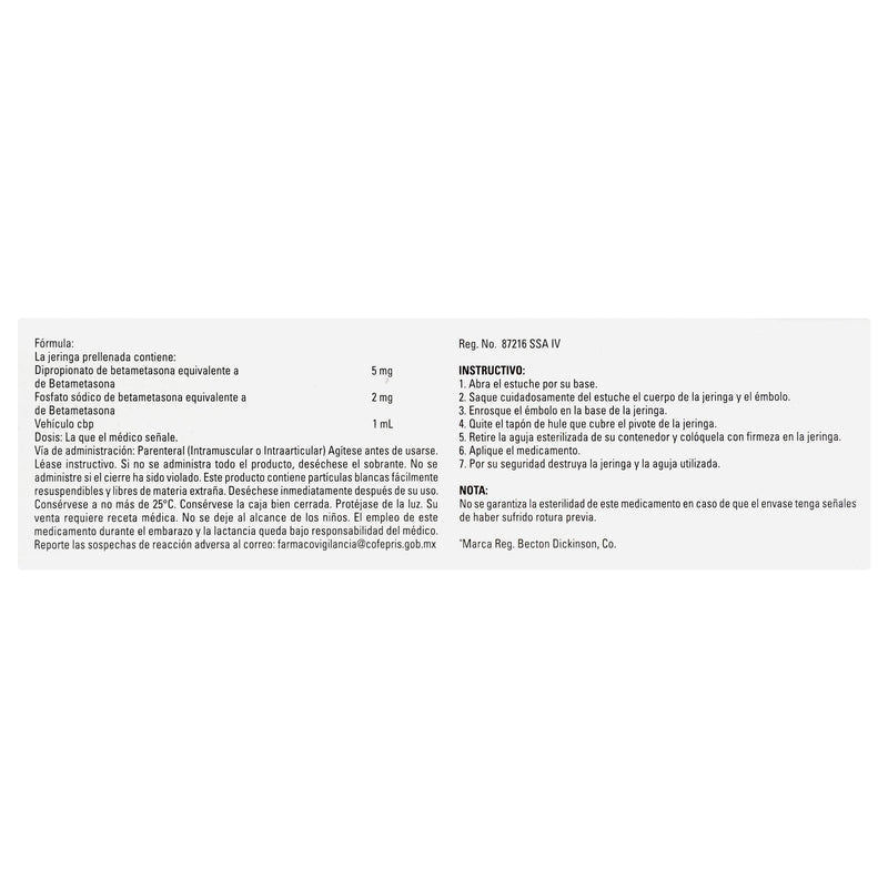 Diprospan Jeringa 5Mg/2Mg 1Ml Con 1 (Betametasona) - WeCare Pharma