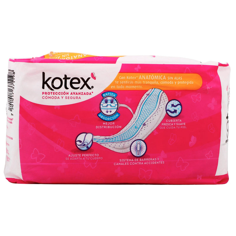 Toallas Sanitarias Kotex Clásicas Anatómicas Sin Alas Con 10 - WeCare Pharma