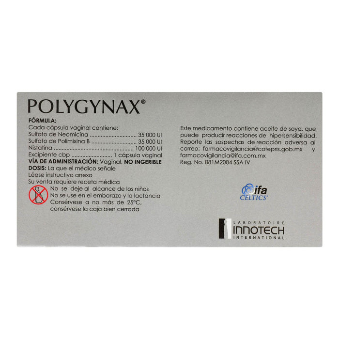 Polygynax Vag 35000Unid/35000Unid/100000Unid Con 6 Capsulas (Neomicina/Polimixina-B/Nistatina) - WeCare Pharma