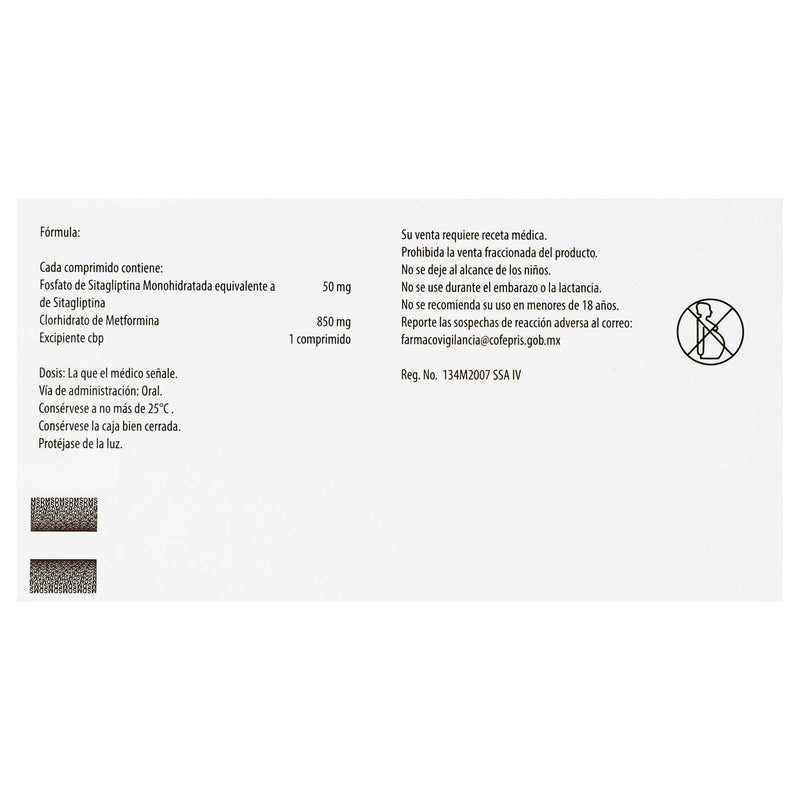 Janumet 50Mg/850Mg Con 28 Tabletas (Sitagliptina/Metformina) - WeCare Pharma