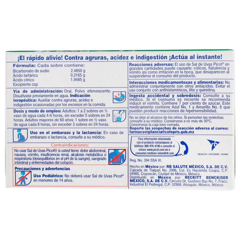Sal De Uvas Picot Sobres 2.48G/0.21G/1.94G Con 10 Manzana (Bicarbonato/Ac Tartarico/Ac Citrico) - WeCare Pharma