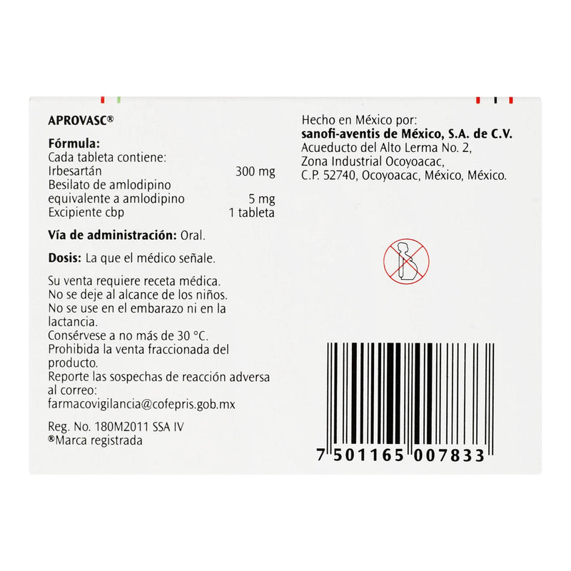 Aprovasc (Irbesartan/Amlodipino) 300Mg/5Mg Tabletas Con 28 - WeCare Pharma