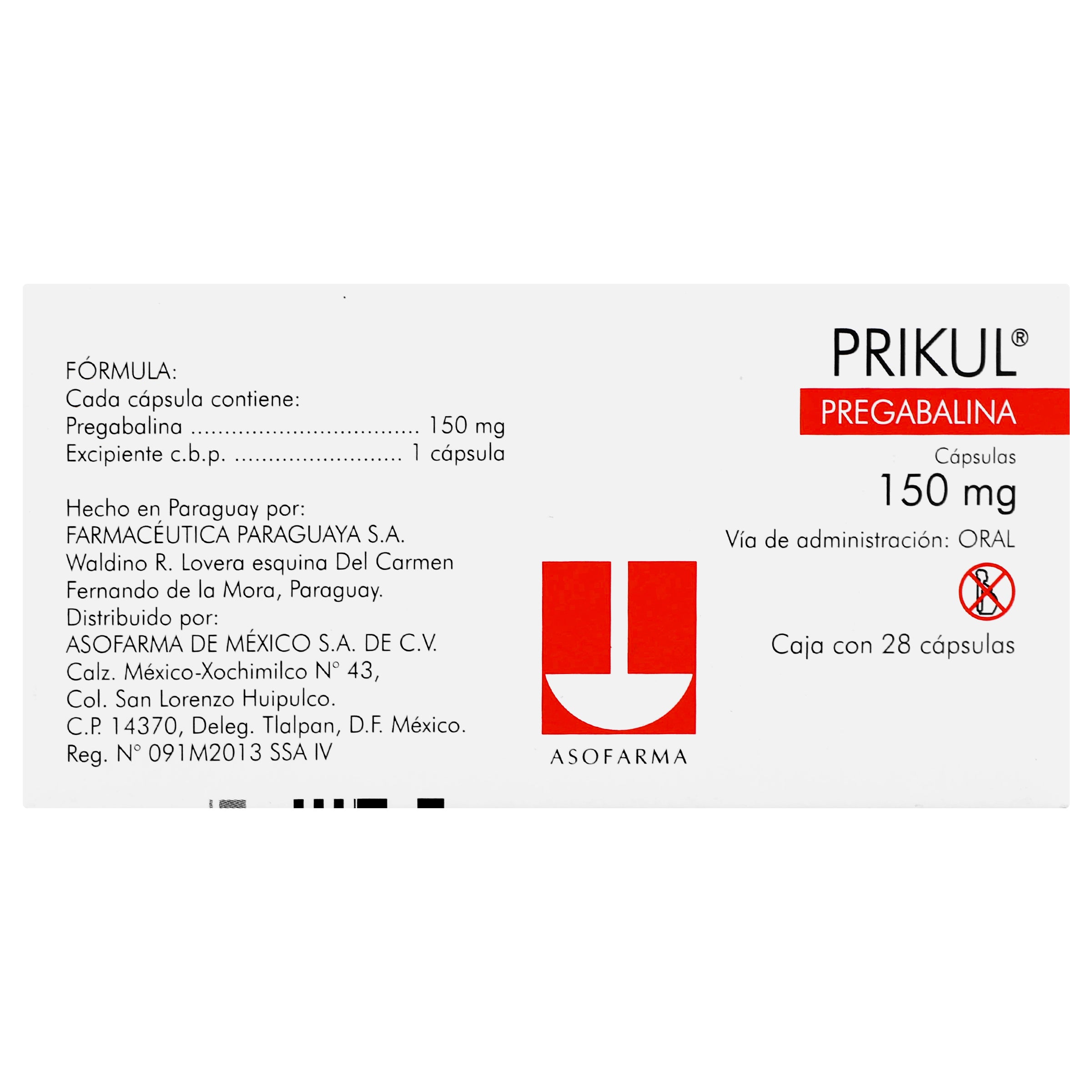 Prikul 150Mg Con 28 Capsulas (Pregabalina) 7 - 7841141003733