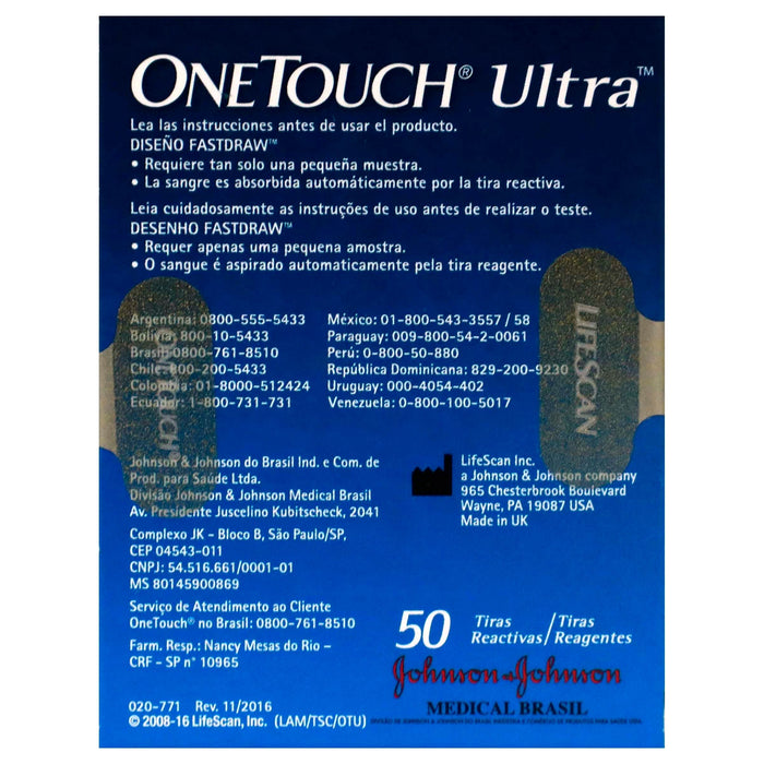 Onetouch Ultra Tiras Reactivas Con 50 - WeCare Pharma