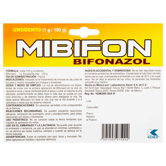 Mibifon Unguento 1G/100G Tubo 20G (Bifonazol) - WeCare Pharma