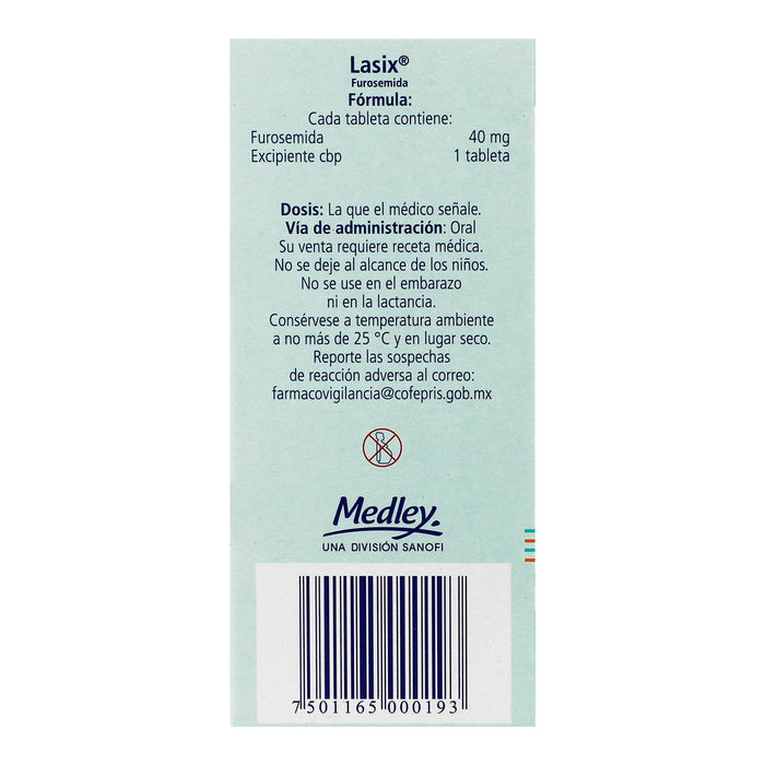 Lasix 40Mg Con 24 Tabletas (Furosemida) - WeCare Pharma