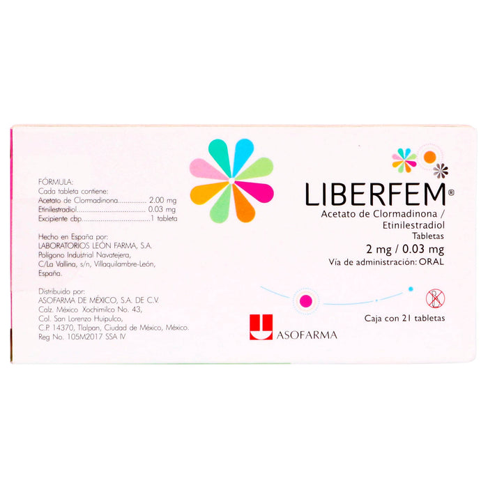 Liberfem 2Mg/0.03Mg Con 21 Tabletas (Acetato De Clormadinona) - WeCare Pharma
