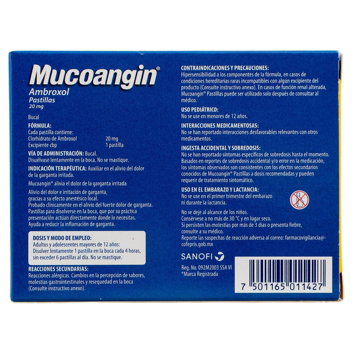 Mucoangin Pastilla 20Mg Con 18 Limon (Ambroxol) - WeCare Pharma