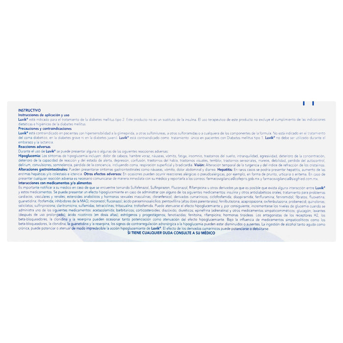 Luvik 4Mg Con 30 Tabletas (Glimepirida) - WeCare Pharma