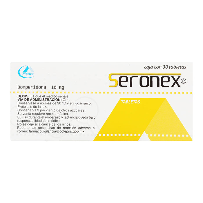 Seronex 10Mg Con 30 Tabletas (Domperidona) 6 - 7501293200335