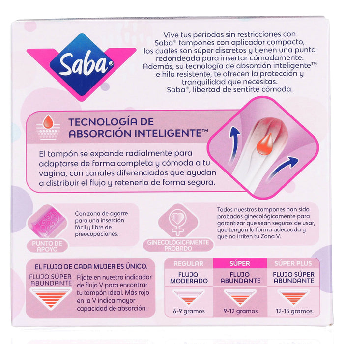 Tampones Saba Súper Plus V-Compacto Con 10 - WeCare Pharma