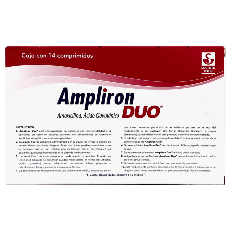 Ampliron Duo 875Mg/125Mg Con 14 Comprimidos (Amoxicilina/Acido Clavulanico) - WeCare Pharma