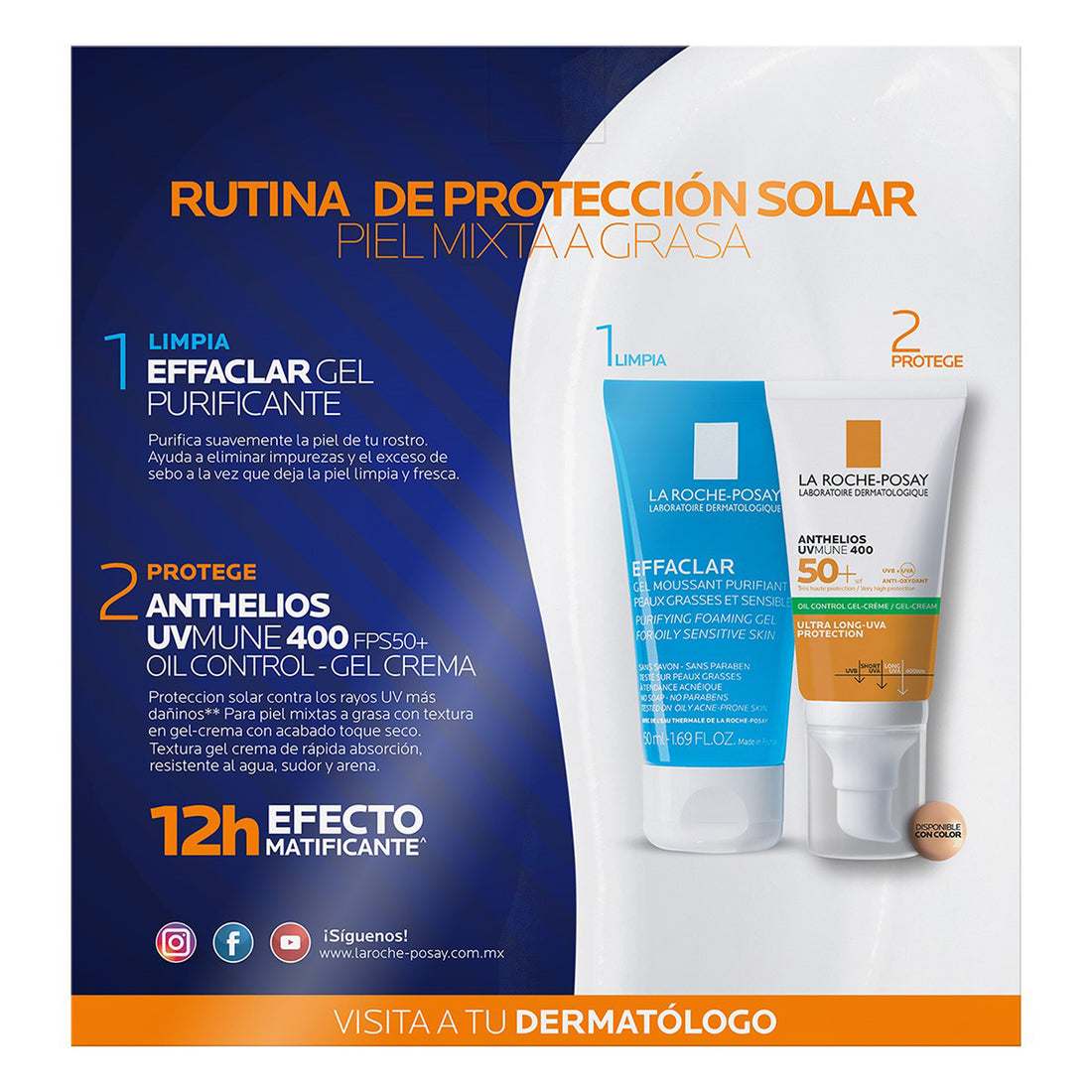 La Roche-Posay Kit Anthelios Uv Mune 400 Fps50 + Effaclar Gel Purificante Con 2 3 - 7509552935578