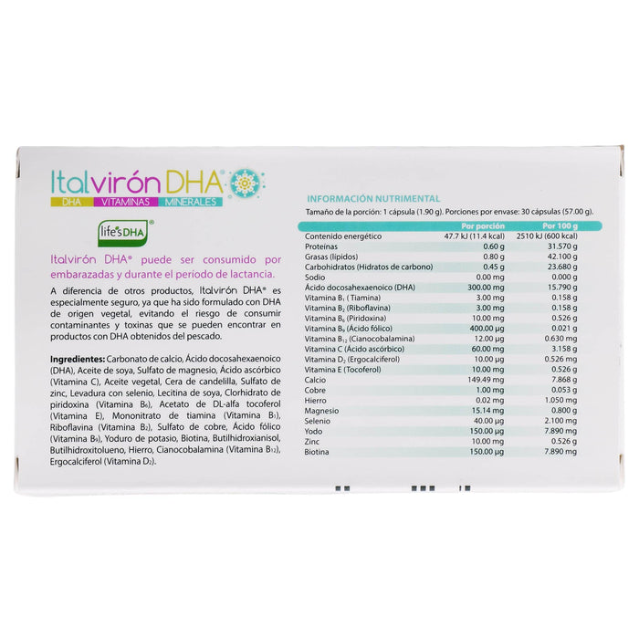 Italmex Dha Italviron Dha 190G Con 30 Capsulas (Dha/Vitaminas/Minerales) — WeCare ...