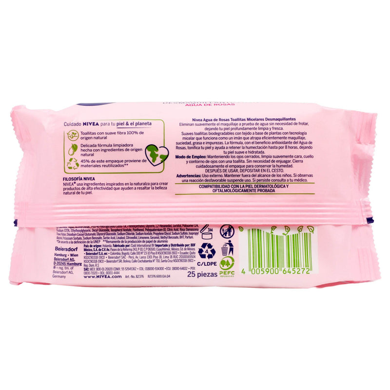 Nivea Toallitas Desmaquillantes Agua De Rosas Con 25 - WeCare Pharma
