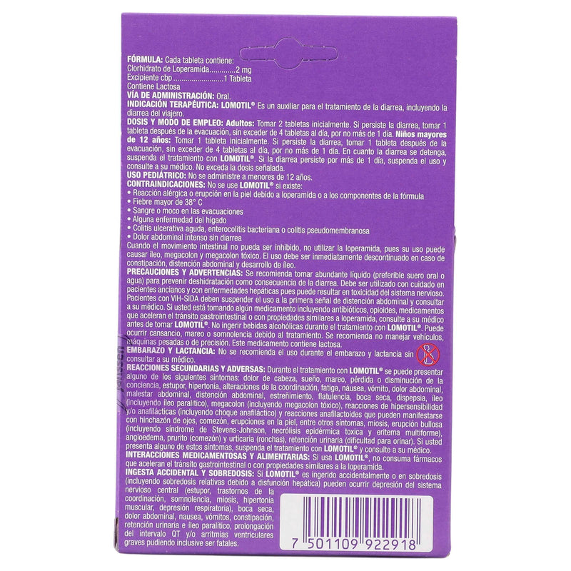 Lomotil 2Mg Con 5 Tabletas (Loperamida) - WeCare Pharma