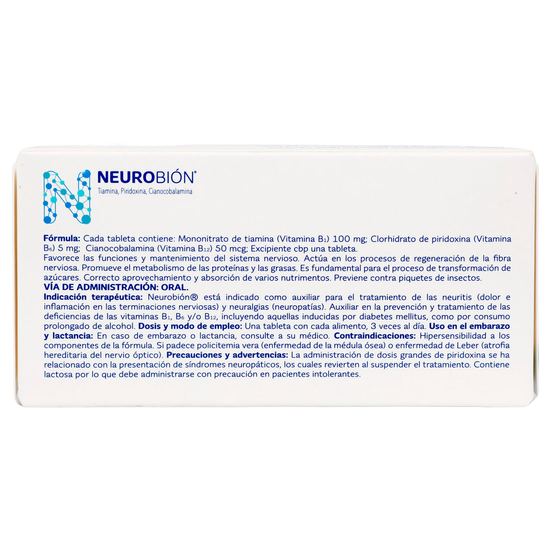 Neurobion Con 60 Tabletas (Tiamina/Piridoxina/Cianocobalamina) 6 - 7501298265100