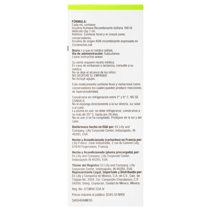 Humulin N Nph Pluma 100Unid/Ml 3Ml (Insulina Humana) - WeCare Pharma