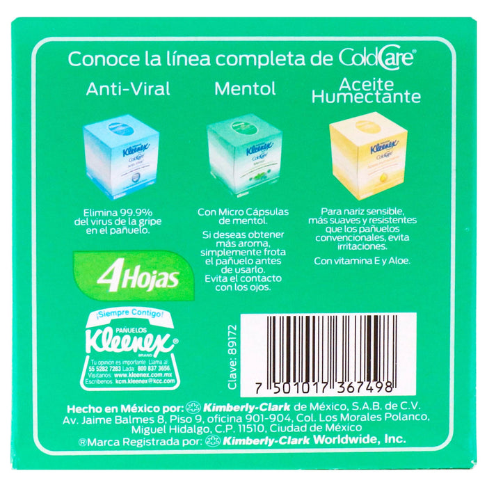 Pañuelos Kleenex Coldcare Mentol Caja Con 60 - WeCare Pharma