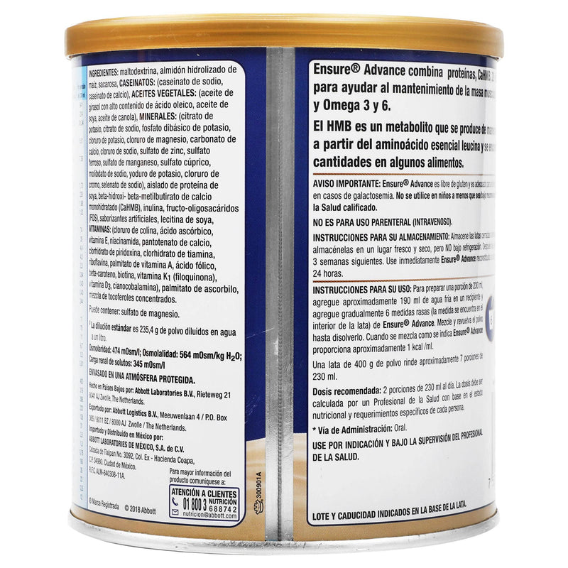 Ensure Advance Polvo 400G Vainilla (Suplemento Alimenticio) - WeCare Pharma