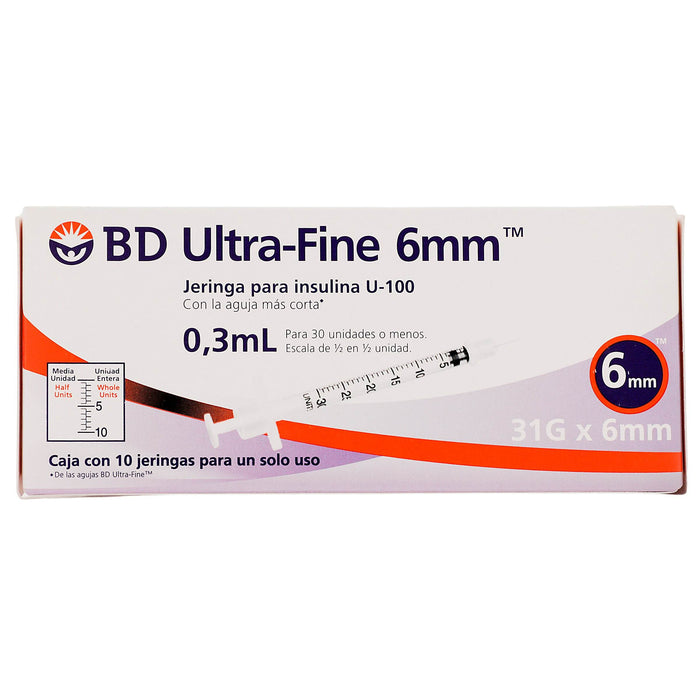 Jeringa Insulina Ultrafine Bd 3Ml 31Gx6Mm Con 10 - WeCare Pharma