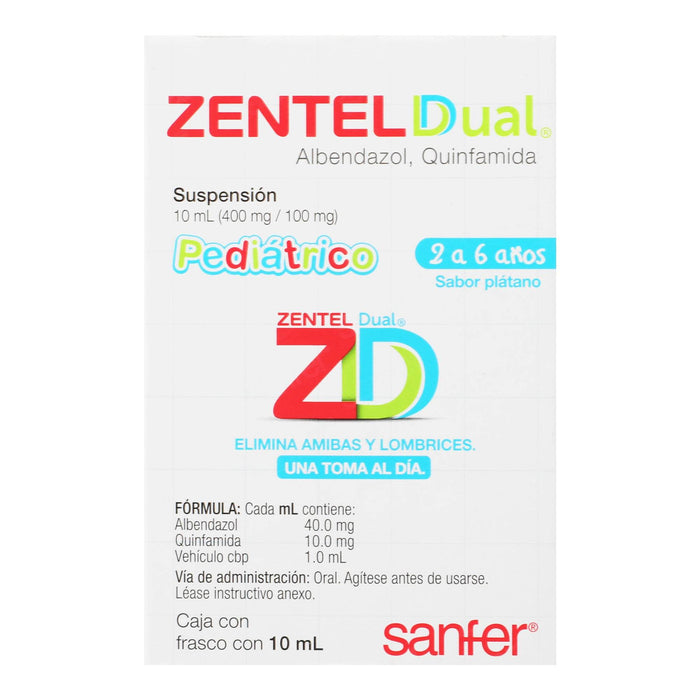 Zentel Dual Pediatrico Suspensión 400Mg/100Mg 10Ml (Albendazol/Quinfamida) - WeCare Pharma