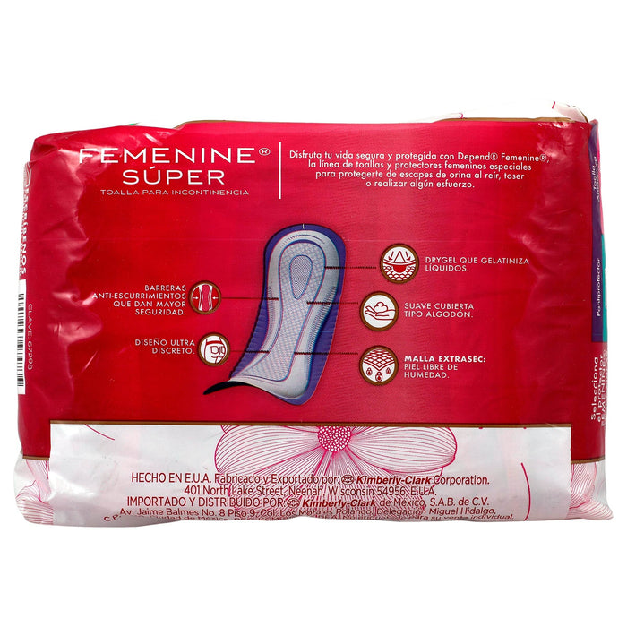 Toallas Depend Femenine Super Con 8 - WeCare Pharma