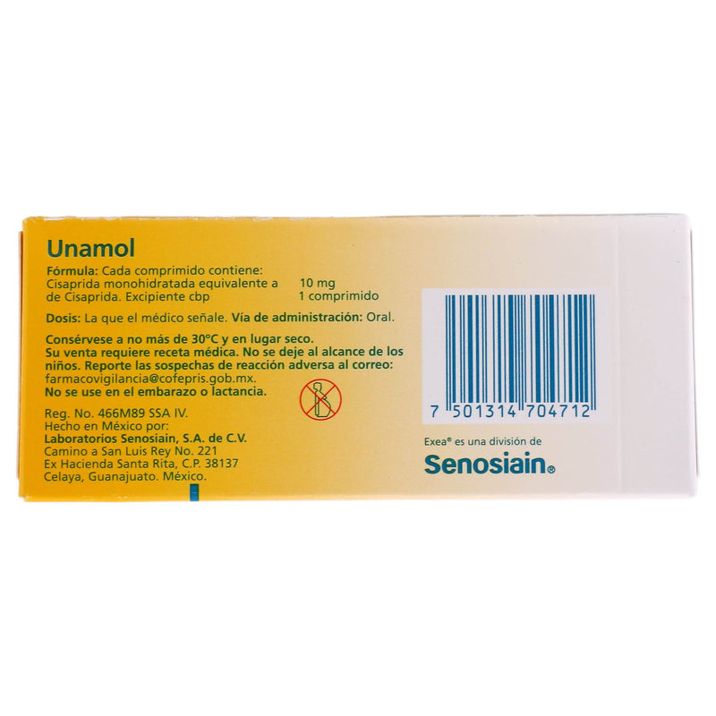 Unamol 10Mg Con 30 Comprimidos (Cisaprida) - WeCare Pharma
