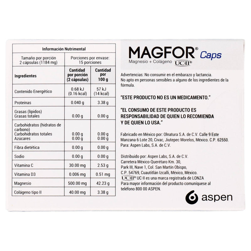 Magfor 592Mg Con 30 Capsulas (Magnesio/Colageno) - WeCare Pharma