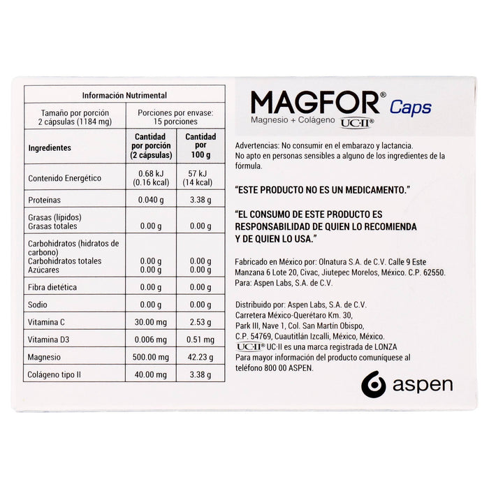 Magfor 592Mg Con 30 Capsulas (Magnesio/Colageno) - WeCare Pharma