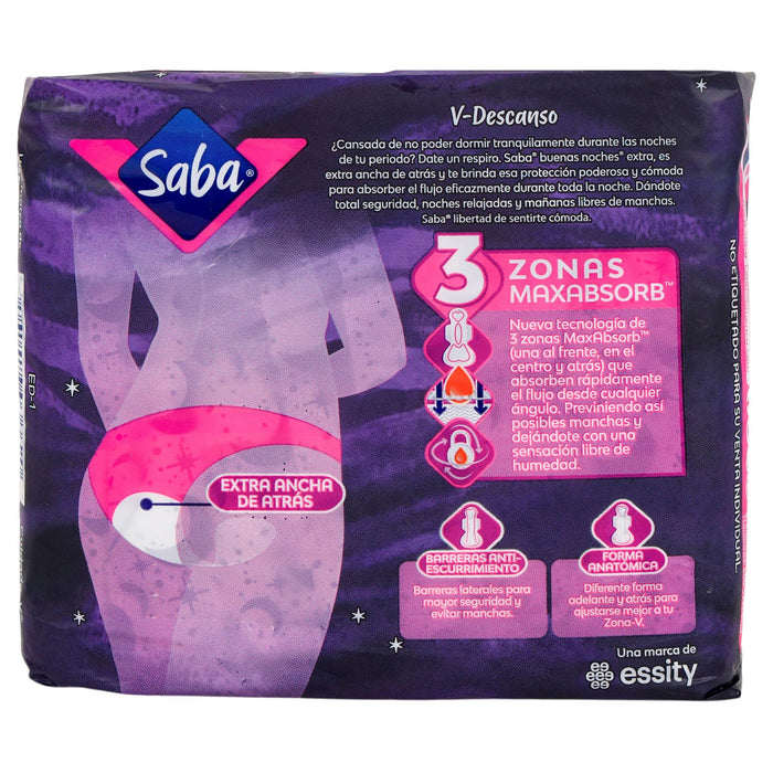 Toallas Saba Buenas Noches Extra Con Alas Con 8 - WeCare Pharma