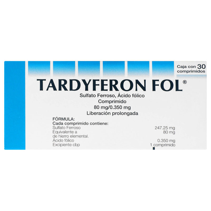 Tardyferon Fol 80Mg/0.35Mg Con 30 Comprimidos (Sulfato Ferroso/Acido Folico) - WeCare Pharma