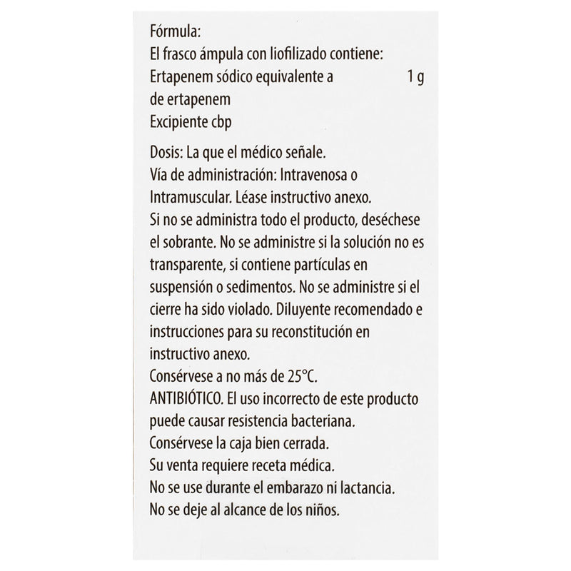 Invanz Frasco 1G Ampulas (Ertapenem) - WeCare Pharma