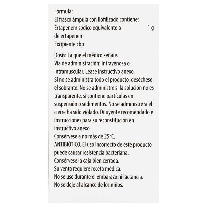 Invanz Frasco 1G Ampulas (Ertapenem) - WeCare Pharma