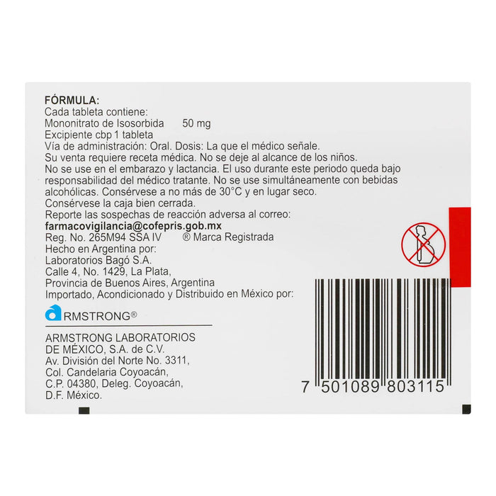 Monocorat Depot 50Mg Con 10 Tabletas (Mononitrato De Isosorbida) - WeCare Pharma