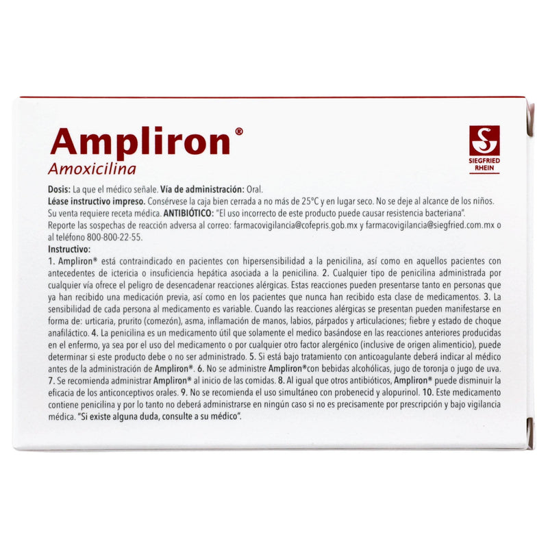 Ampliron 750Mg Con 12 Tabletas (Ampicilina) - WeCare Pharma