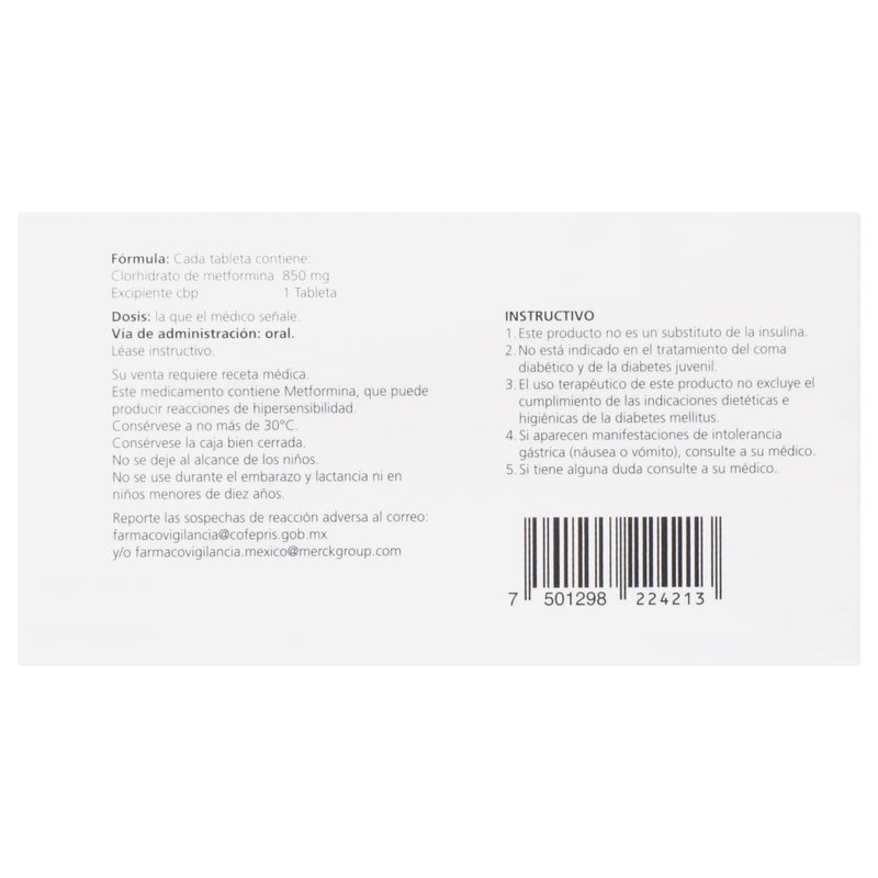 Glucophage 850Mg Con 60 Tabletas (Metformina) - WeCare Pharma