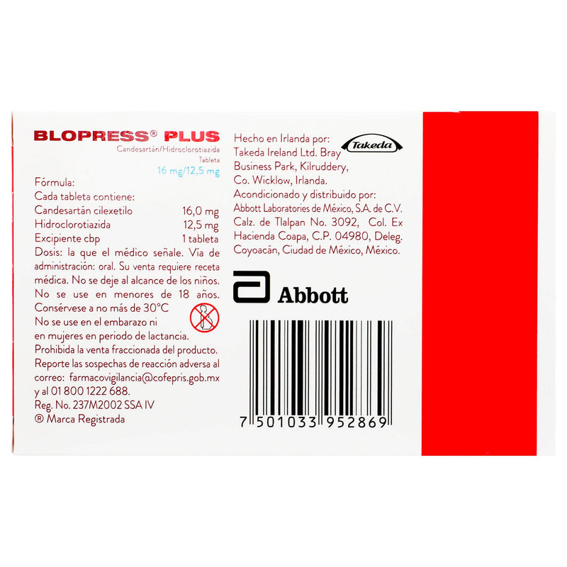 Blopress Plus 16Mg/12.5Mg Con 28 Tabletas (Candesartan/Hidroclorotiazida) - WeCare Pharma