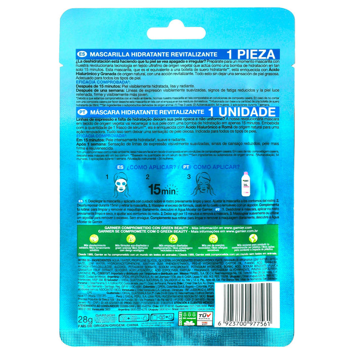 Mascarilla Facial Garnier Hidra B Granada 28G - WeCare Pharma